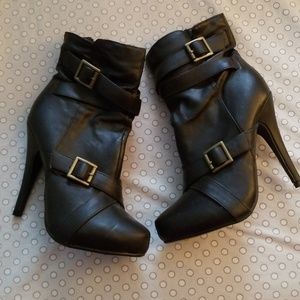 Brown heeled booties